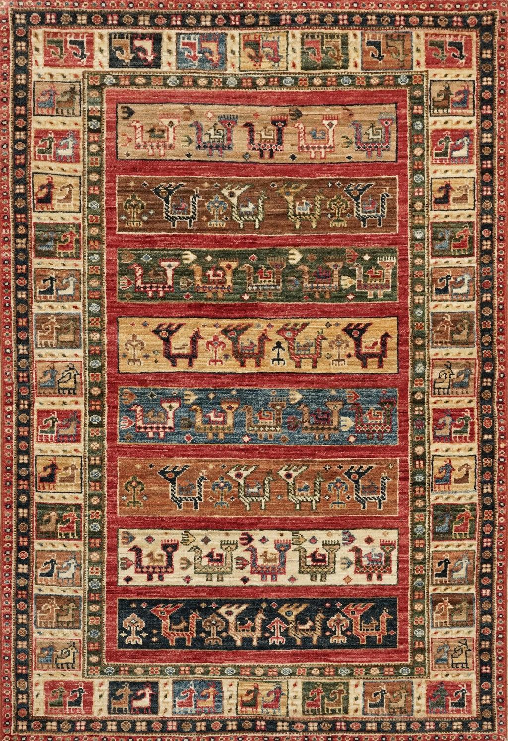 3x5 Ft Orange Heriz Rug - Afghan Wool Animal Rug