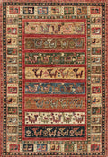 3x5 Ft Orange Heriz Rug - Afghan Wool Animal Rug