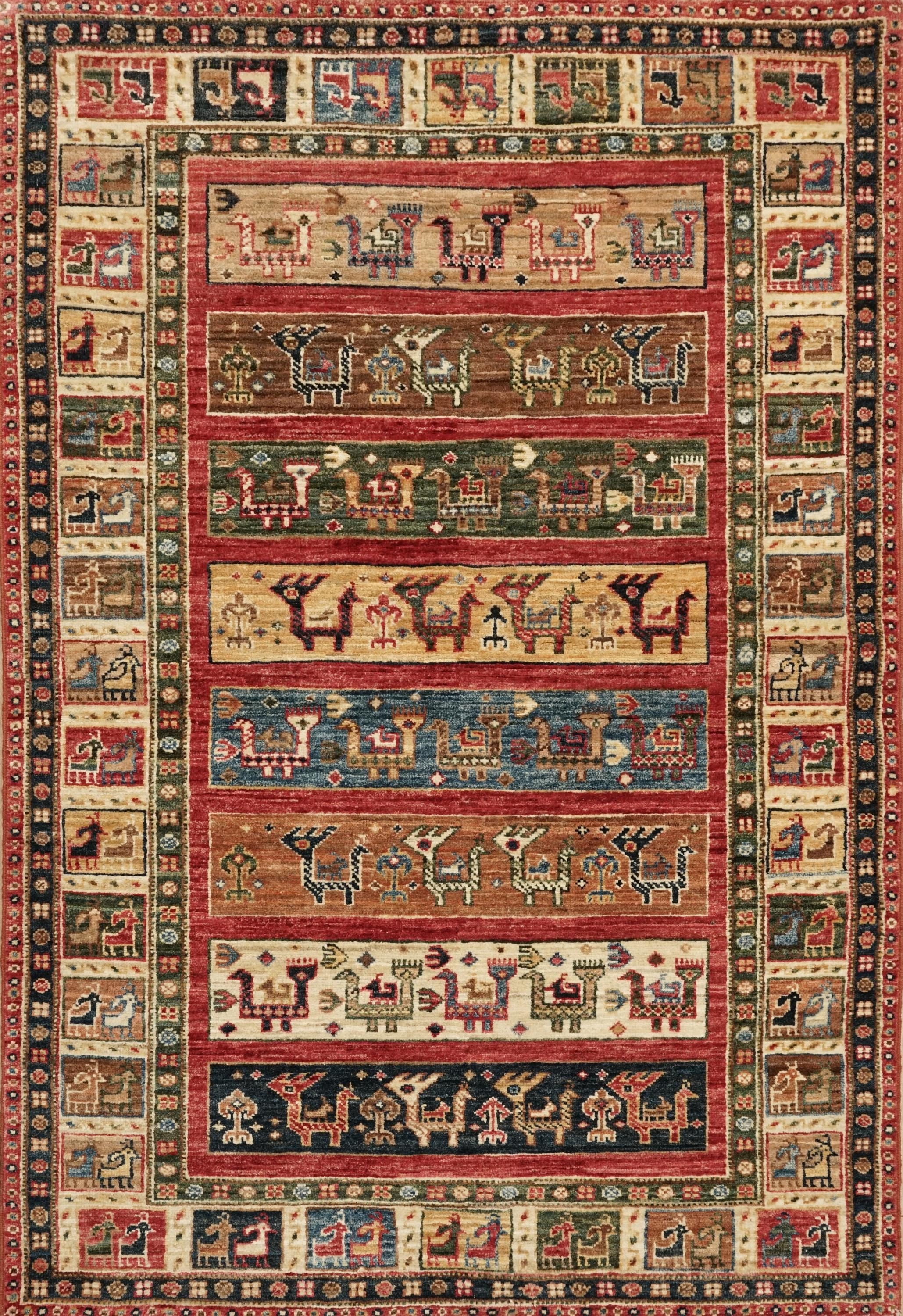 3x5 Ft Orange Heriz Rug - Afghan Wool Animal Rug