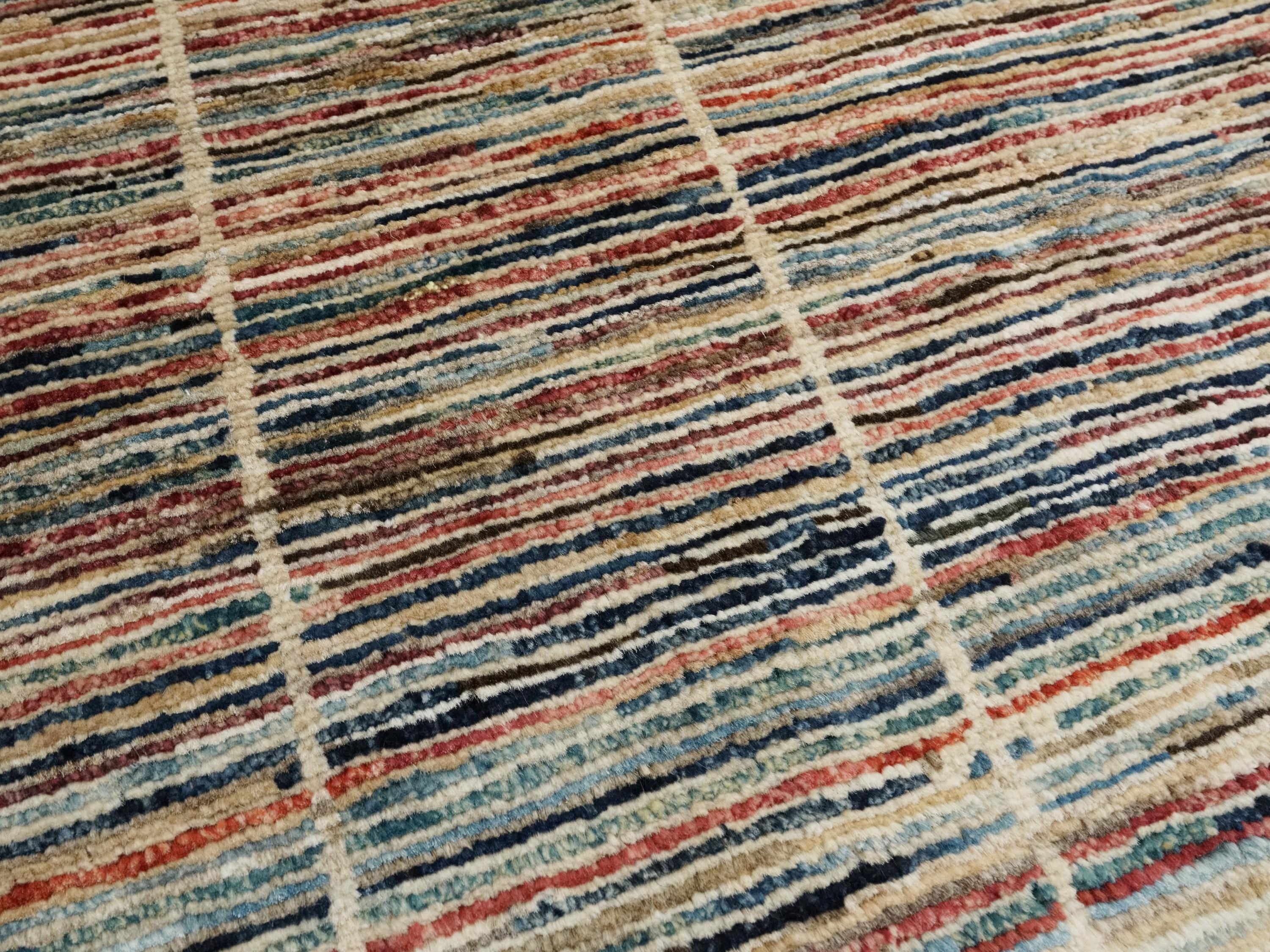 8x10 Ft Stripped Gabbeh Rug - Hand Knotted Wool Area Rug