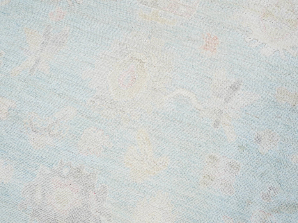 9x12 Ft Muted Blue Oushak Rug - Handmade Area Rug - Turkish Design