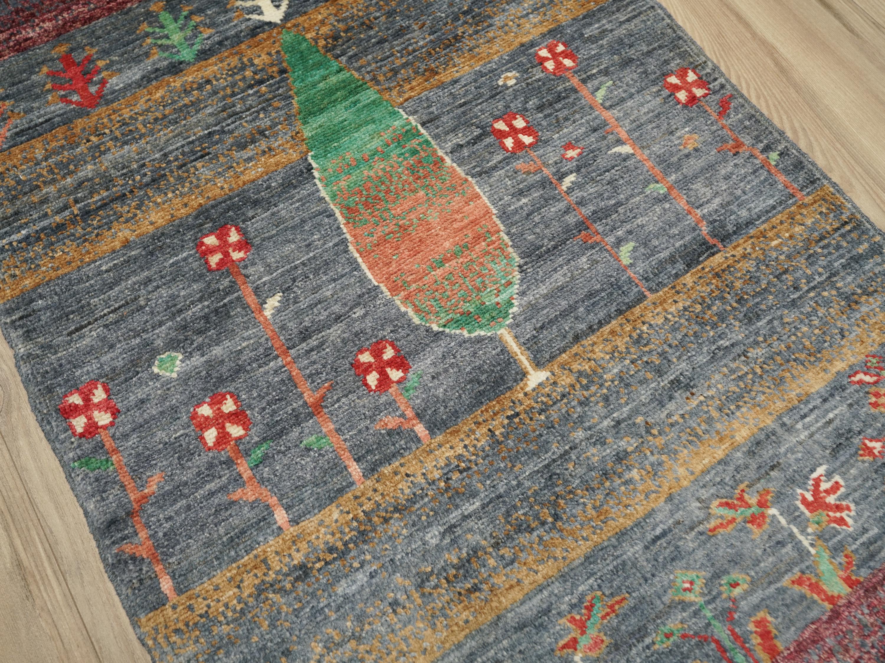 2x3 Ft Hand Knotted Gabbeh Rug - Tribal Area Rug