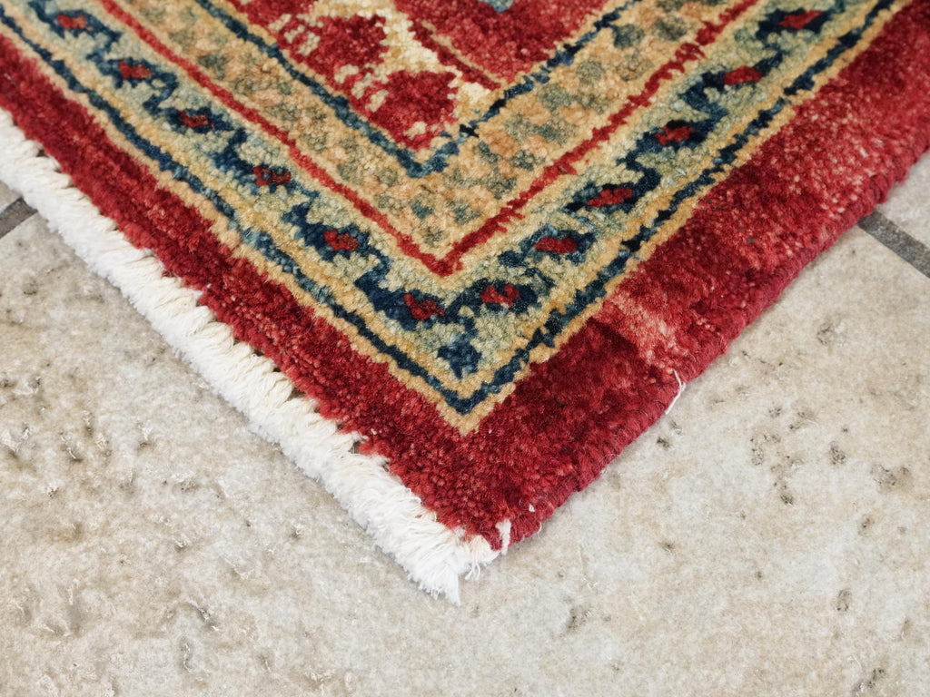 2x3 Ft Hand Knotted Red Heriz Rug - Afghan Wool Accent Rug