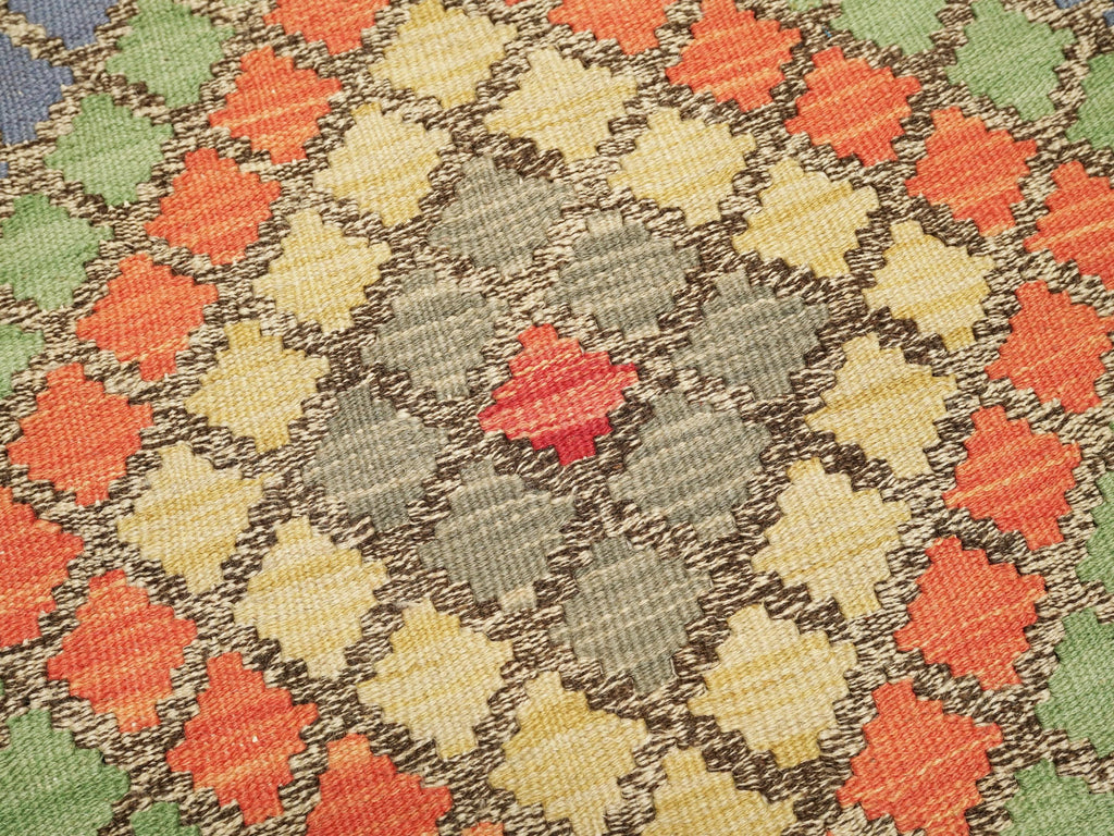 9 Ft Orange Kilim Runner Rug - Traditional Flat Weave