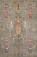 7x10 Ft Dark Brown Serapi Rug - Handmade Afghan Wool Rug - Floral Design