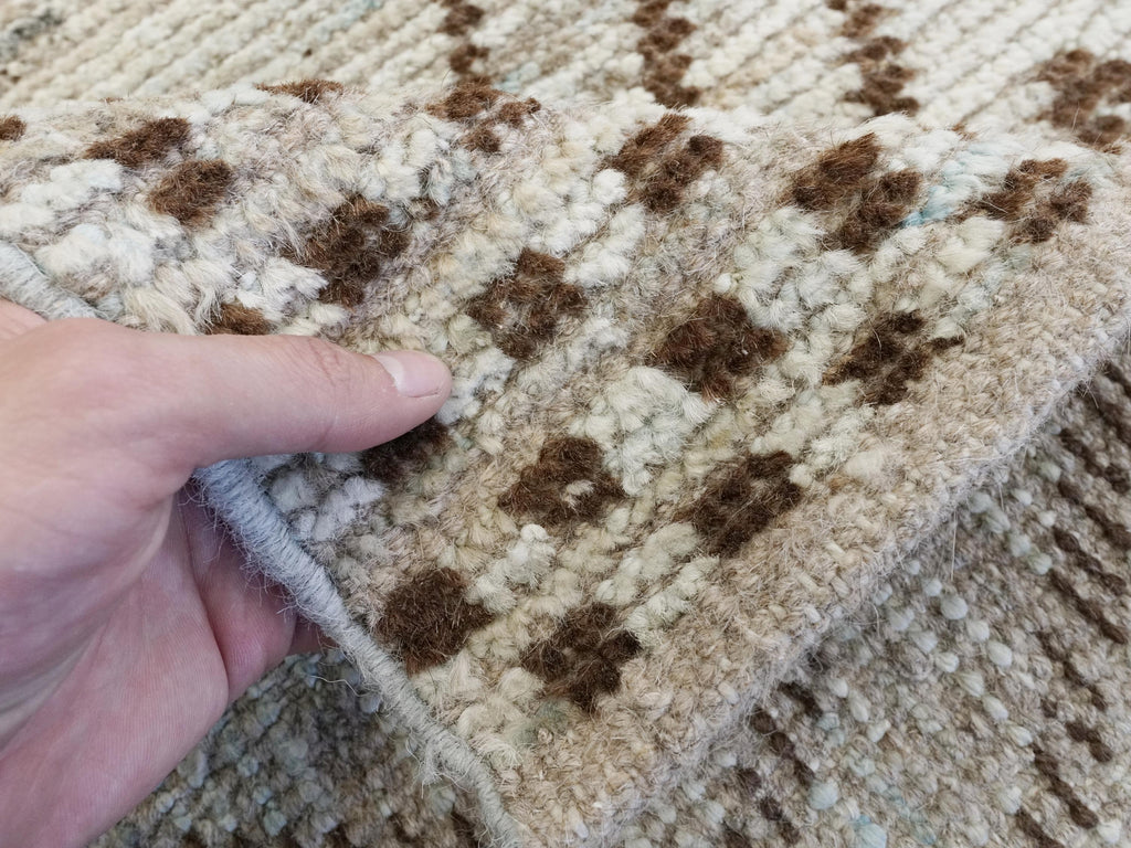 16 Ft Light Blue Moroccan Runner Rug - Hand Knotted Wool Rug