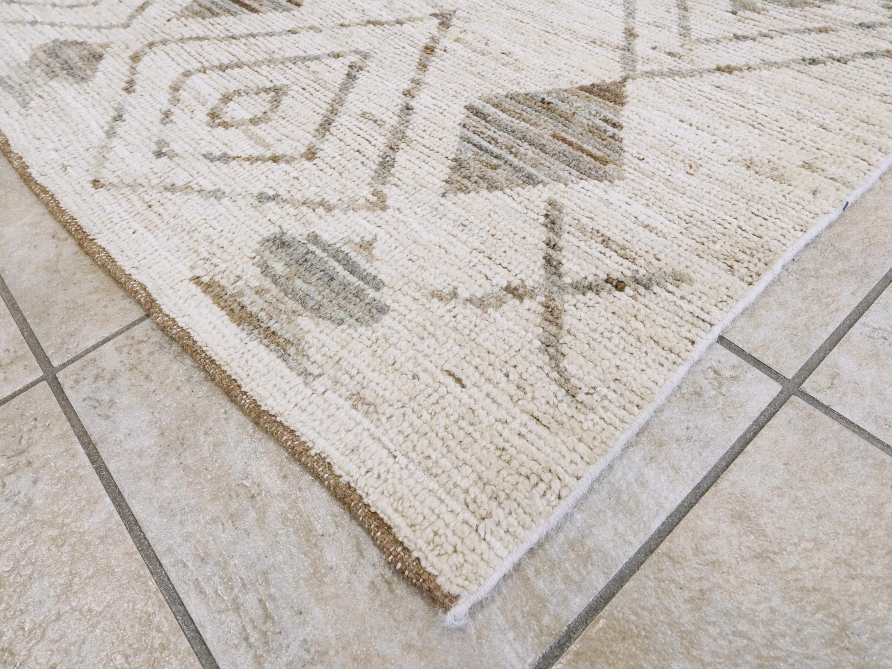 9x12 Ft Beige & Gray Moroccan Rug - Hand Knotted Wool Area Rug