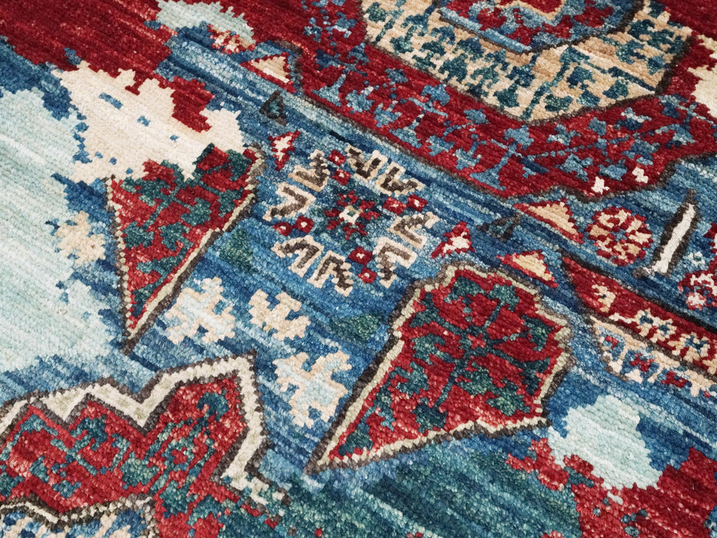 2x5 Ft Blue Mamluk Rug - Hand Knotted Wool Hallway Runner
