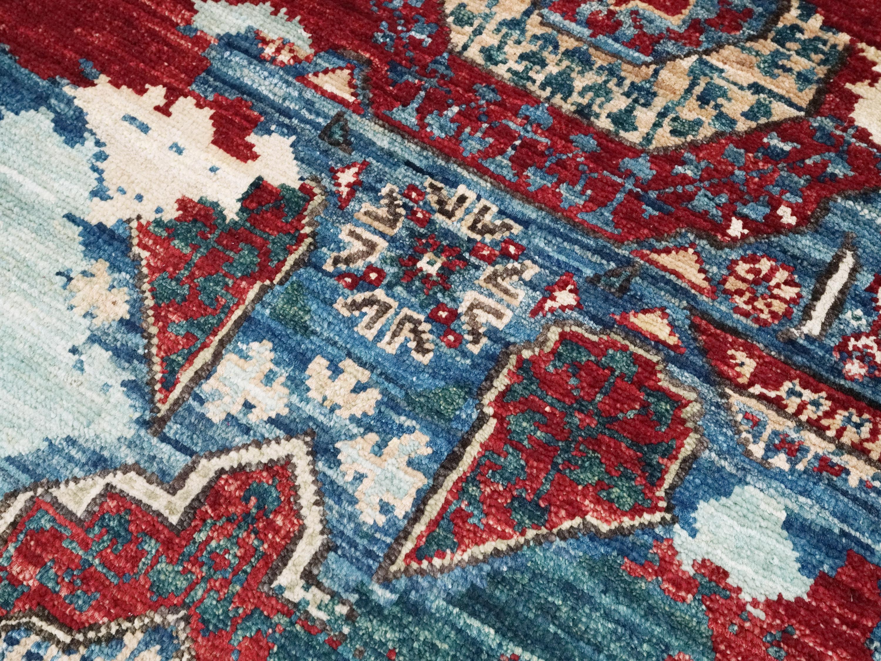 2x5 Ft Blue Mamluk Rug - Hand Knotted Wool Hallway Runner