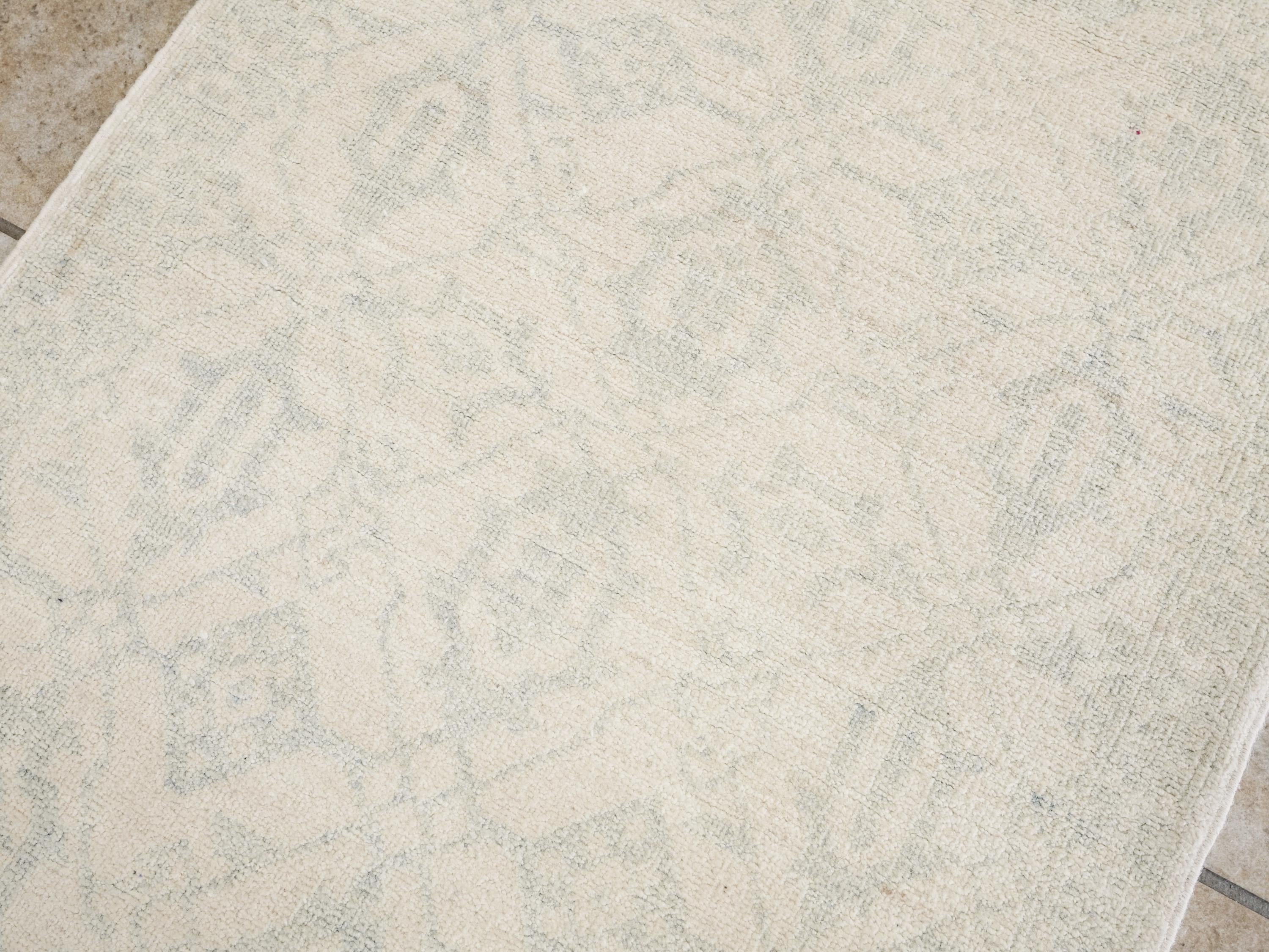 2x6 Ft Hand Knotted Heriz Rug - Beige Afghan Wool Runner