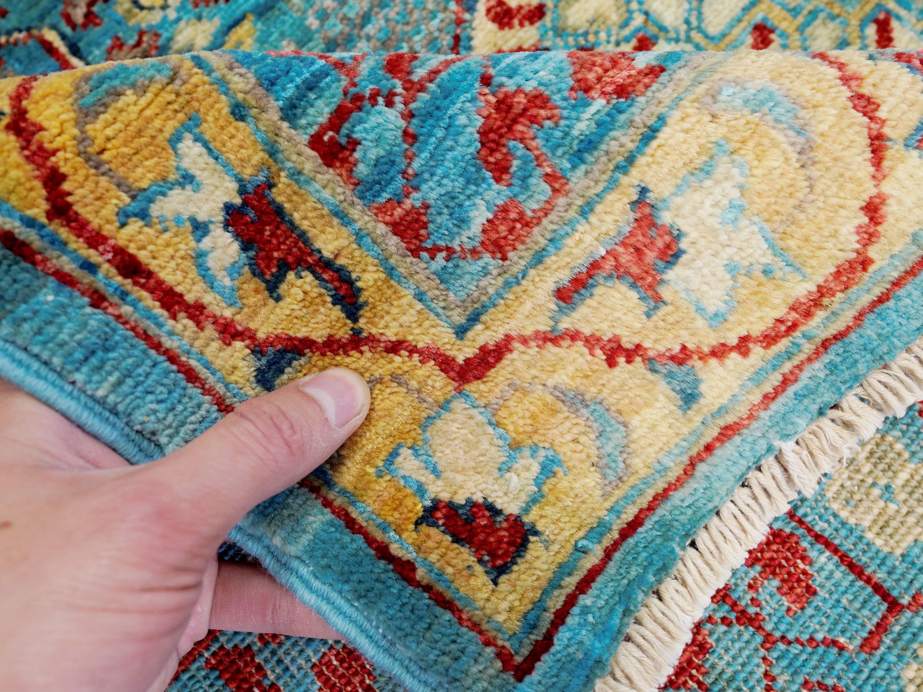 10x14 Ft Light Blue Mamluk Rug - Hand Knotted Afghan Area Rug