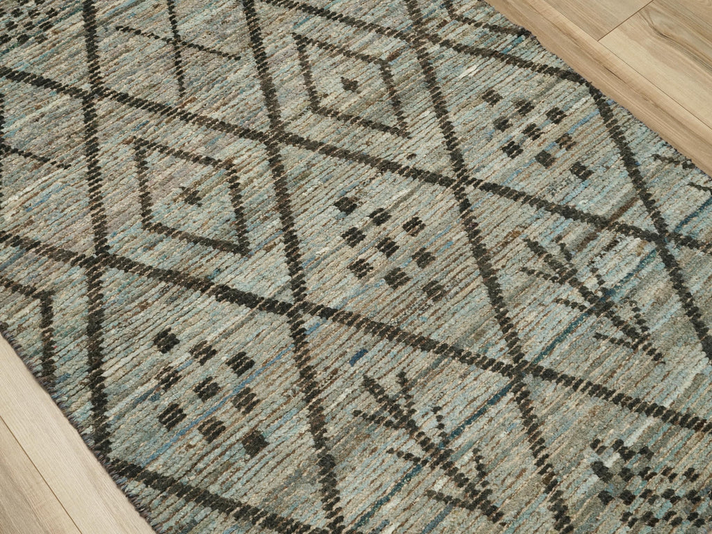 3x5 Ft Blue Moroccan Rug - Hand Knotted Afghan Rug