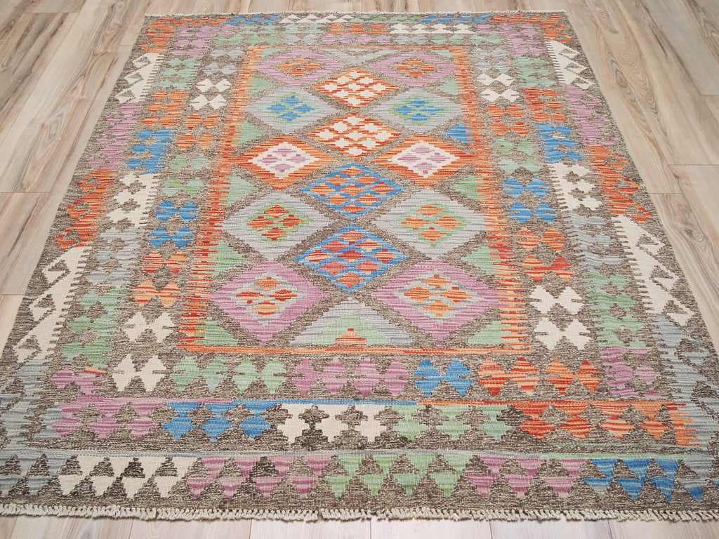 5x6 Ft Tribal Kilim Rug - Colorful Afghan Flat Weave