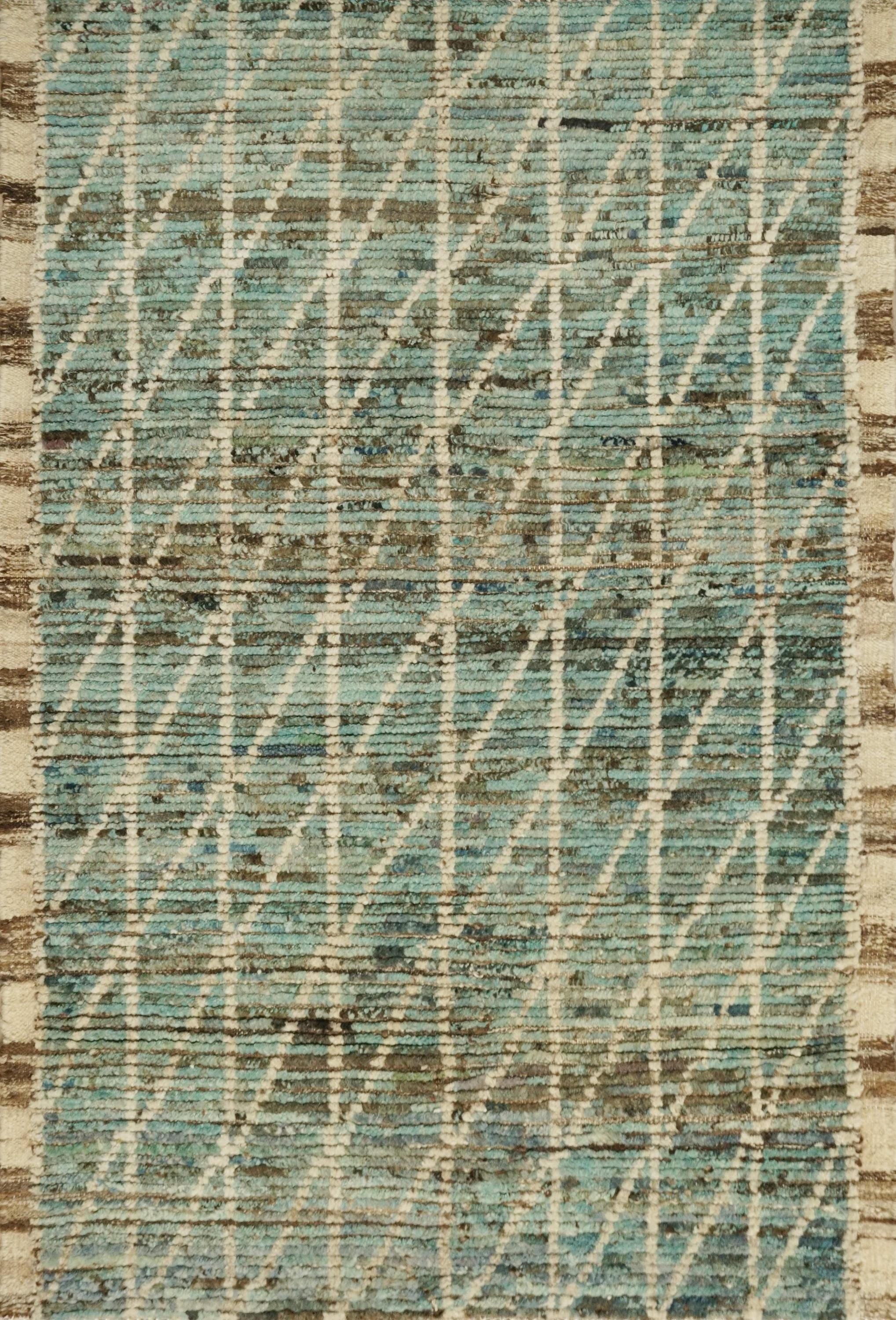 3x5 Ft Cyan Moroccan Rug - Hand Knotted Wool Rug