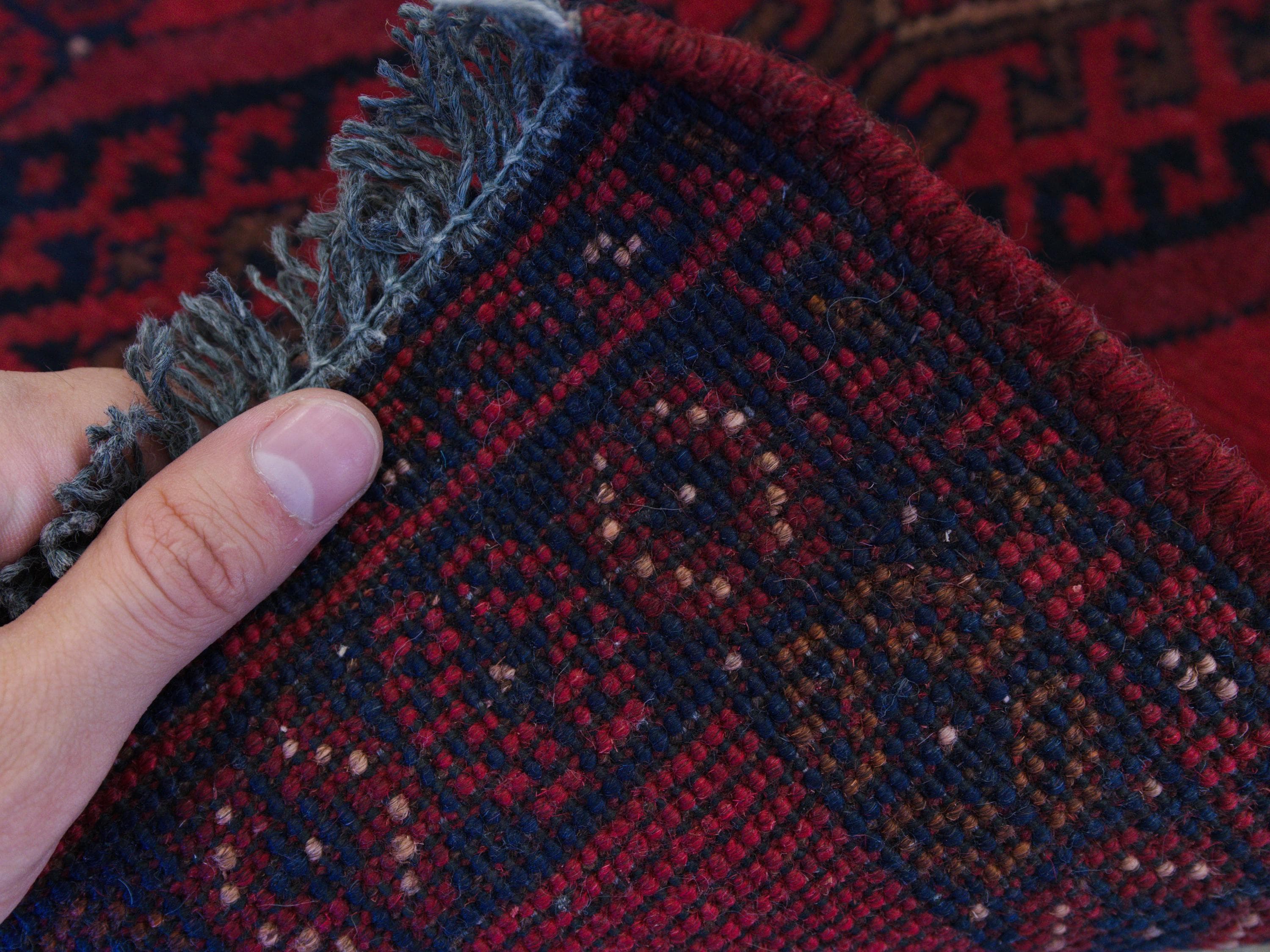 1x2 Ft Red Khal Mohammadi Rug - Wool Accent Rug