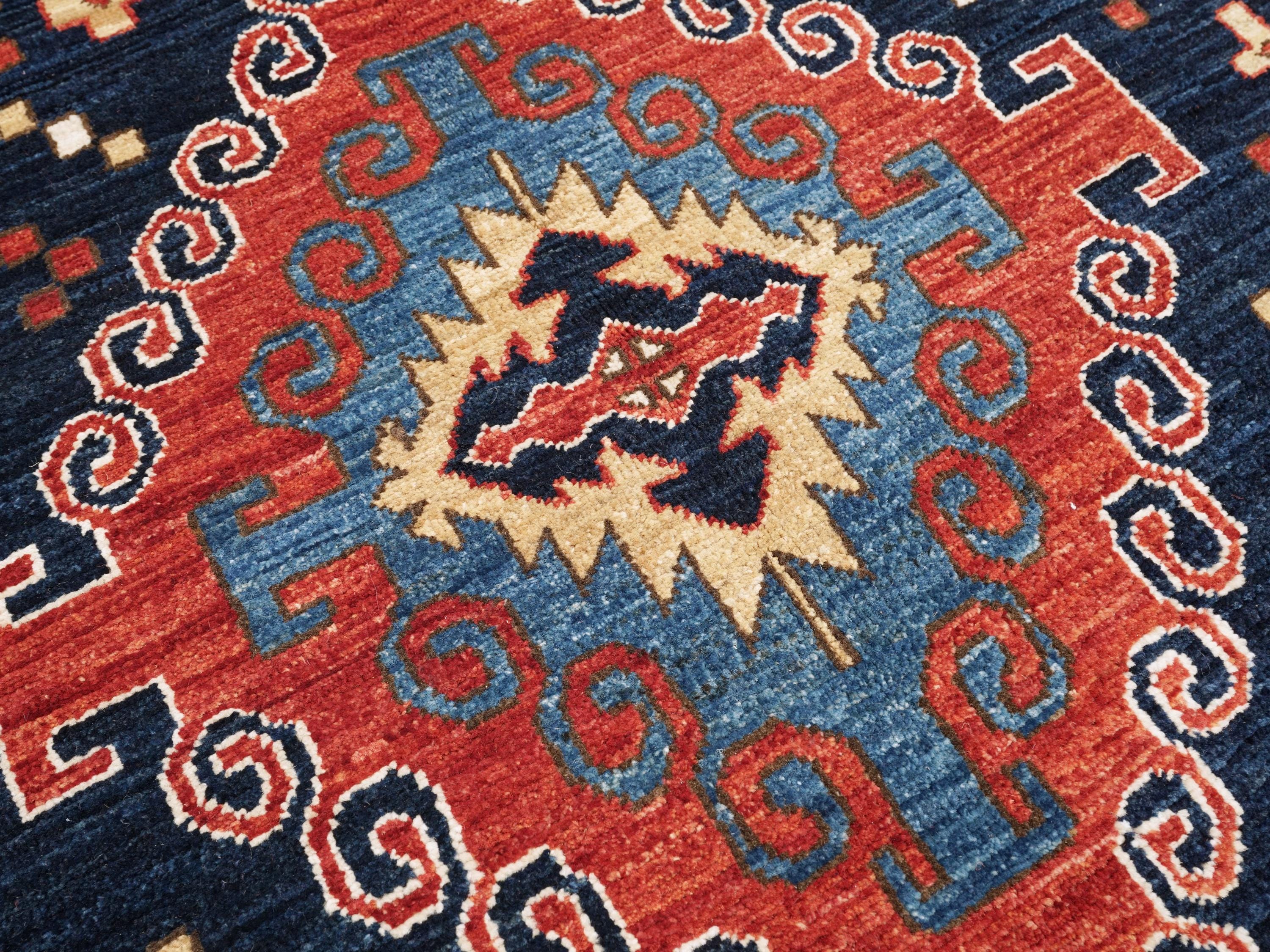6x9 Ft Blue Heriz Rug - Hand Knotted Afghan Wool Rug