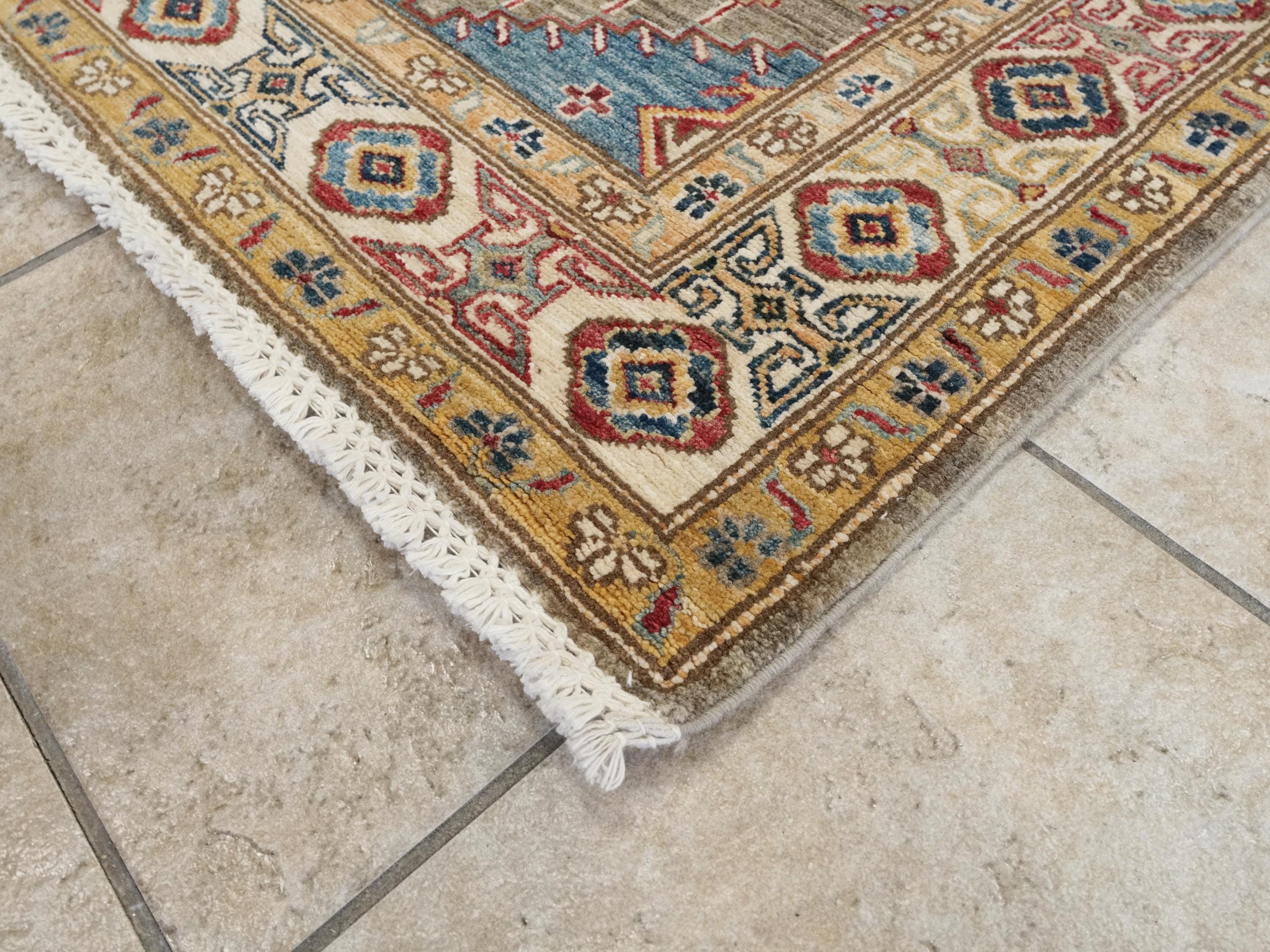 13 Ft Beige Kazak Runner Rug - Hand Knotted Wool Rug