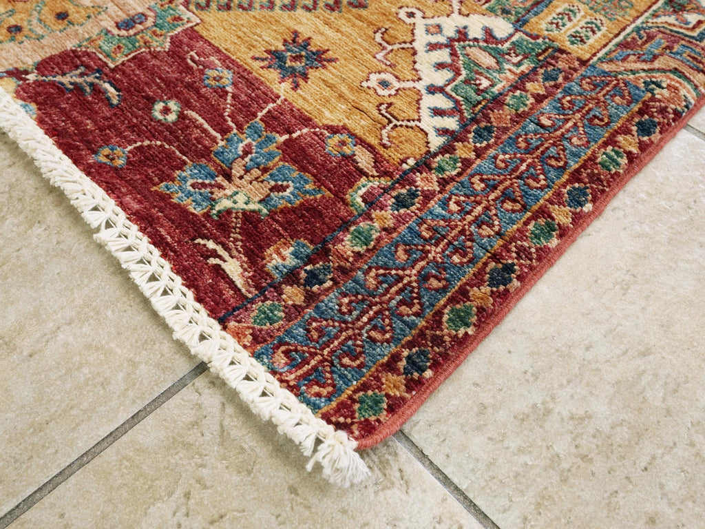 3x5 Ft Hand Knotted Red Gabbeh Rug - Wool Oriental Rug