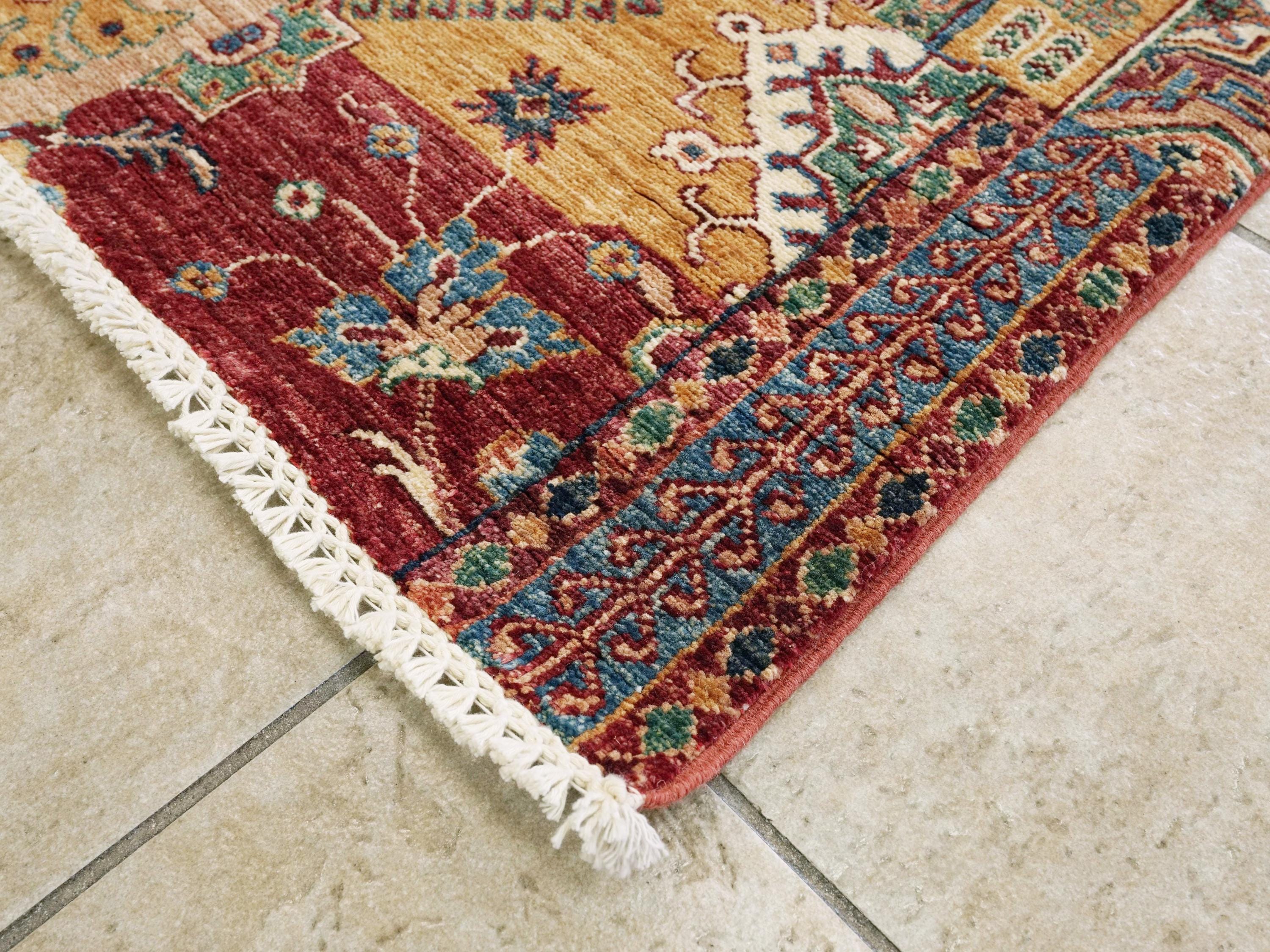 3x5 Ft Hand Knotted Red Gabbeh Rug - Wool Oriental Rug