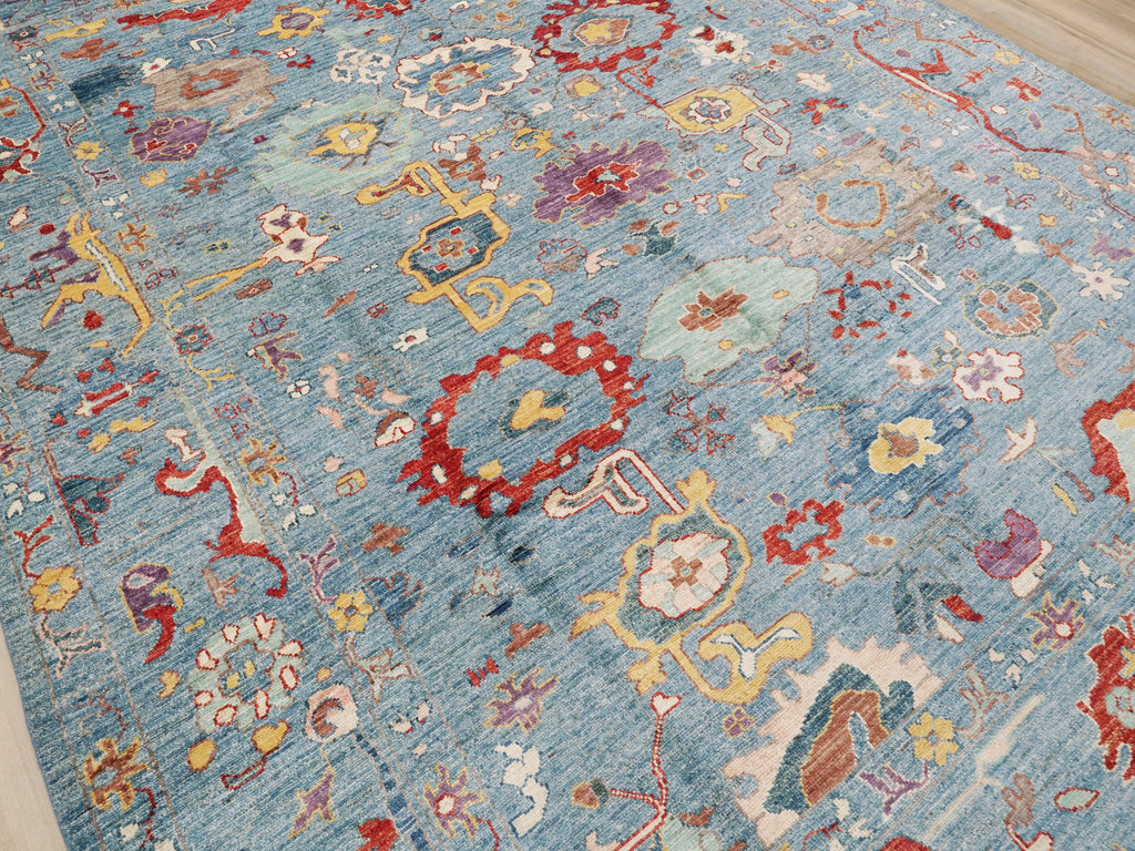 9x12 Ft Light Blue Oushak Rug - Hand Knotted Oriental Rug