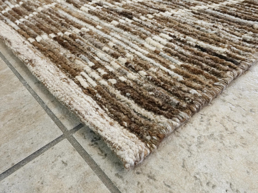 5x19 Ft Afghan Wool Rug - Hand Knotted Brown Moroccan Runner Rug