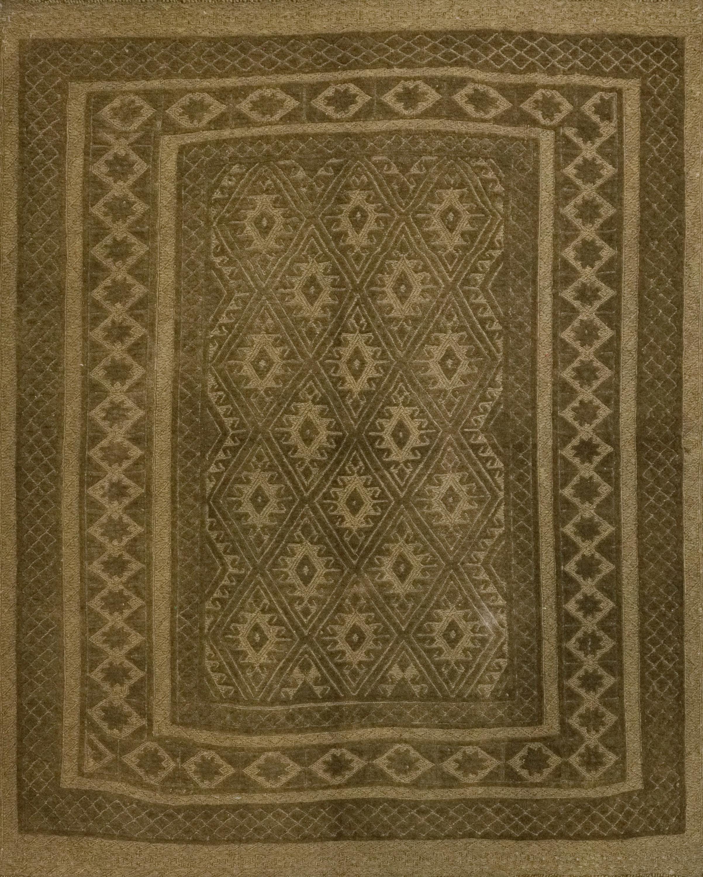 5x6 FT Vintage Green Tribal Kilim Rug - Hand Knotted Wool Area Rug