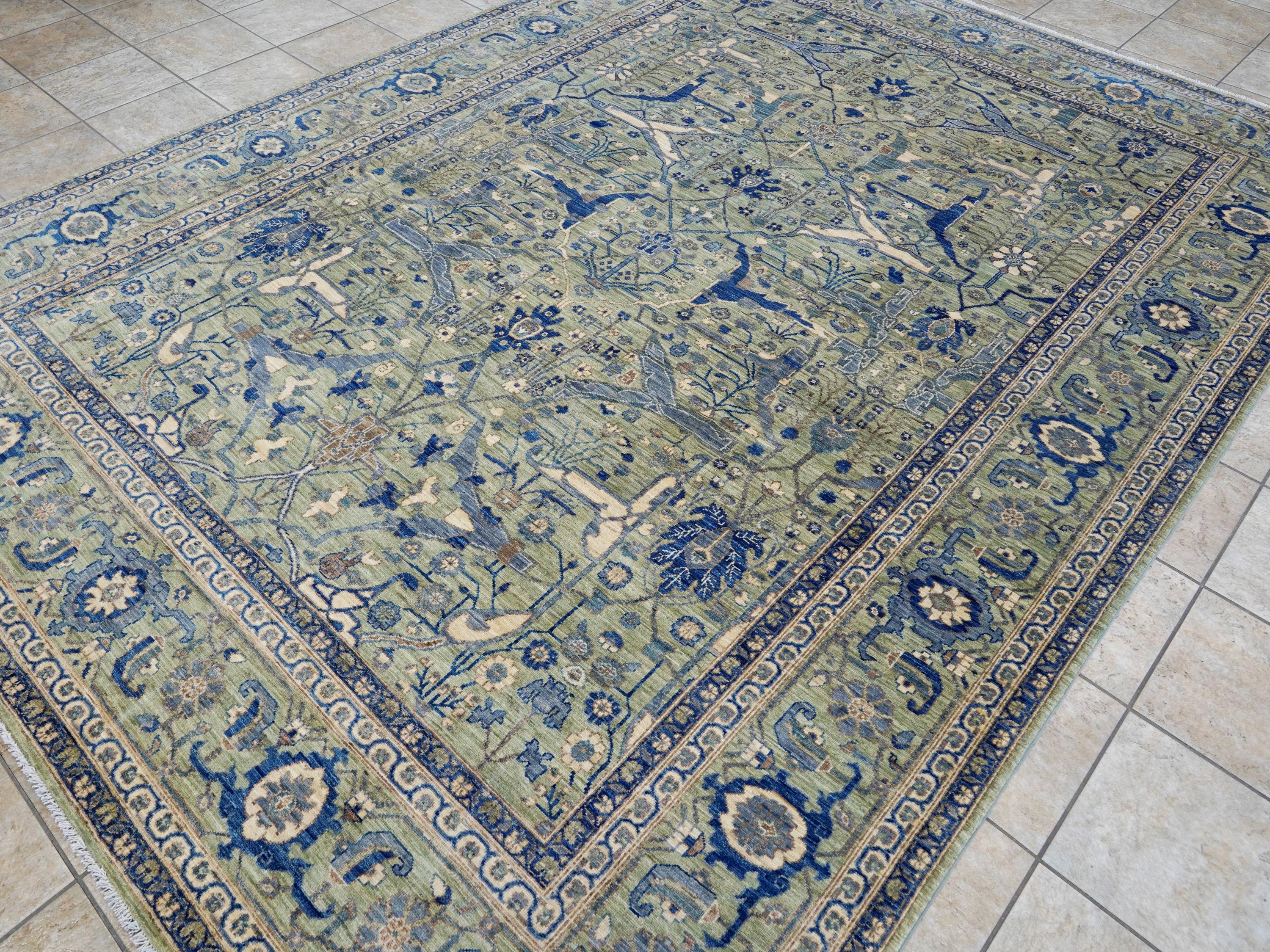9x12 Ft Green Bidjar Rug - Afghan Oriental Area Rug