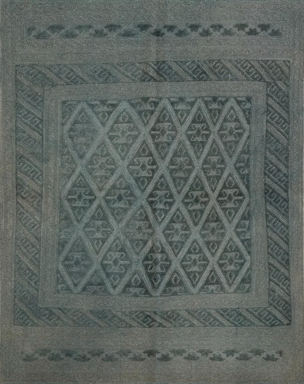 5x6 Ft Vintage Blue Tribal Kilim Rug - Hand Knotted Afghan Wool