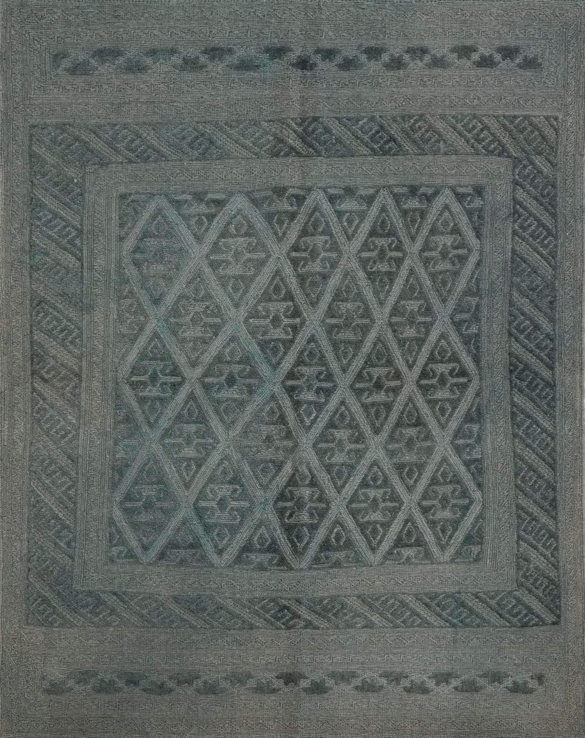 5x6 Ft Vintage Blue Tribal Kilim Rug - Hand Knotted Afghan Wool