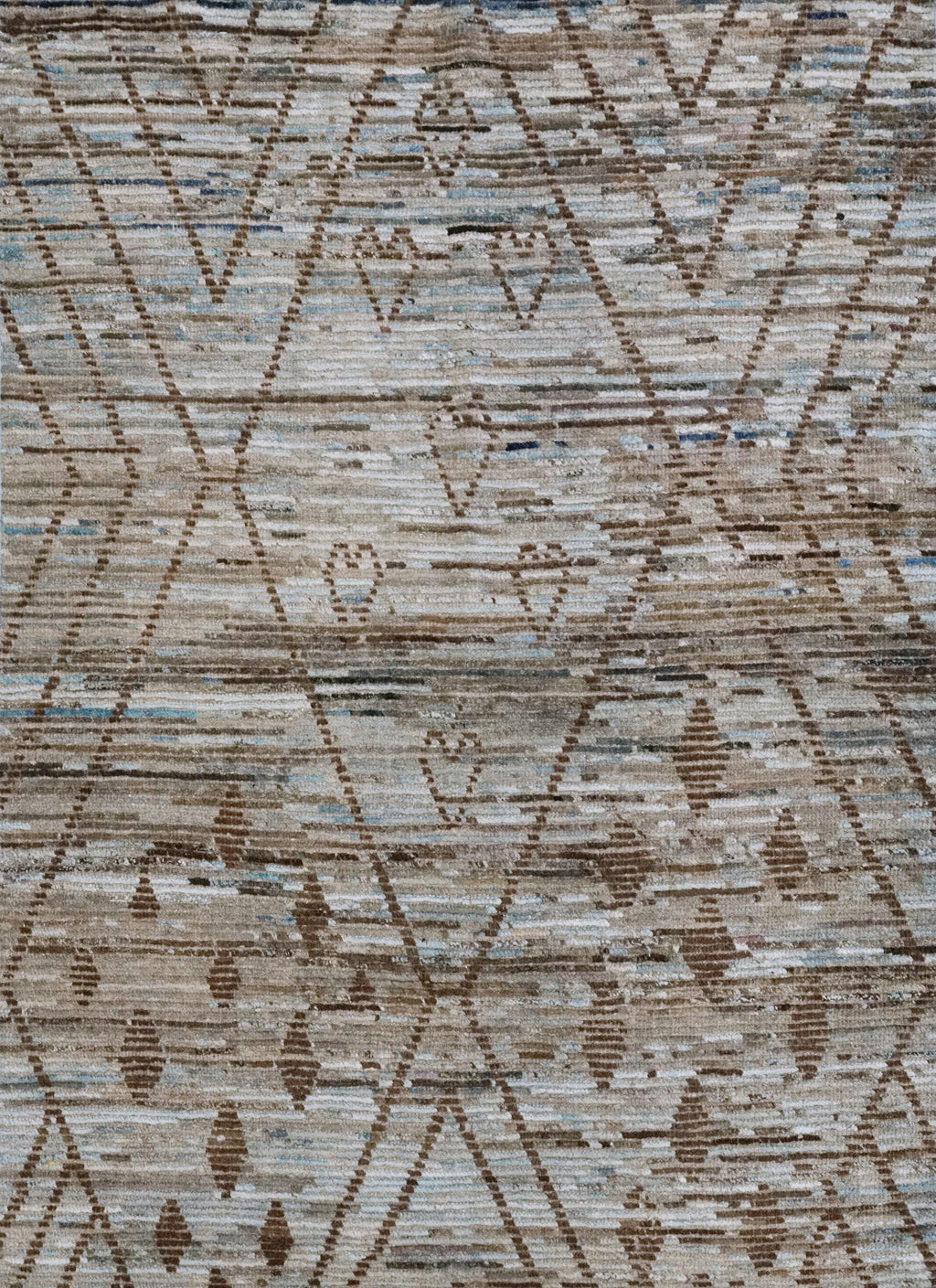 4x6 Ft Blue & Brown Moroccan Rug - Hand Knotted Wool Area Rug