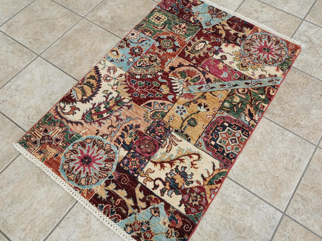 3x4 Ft Hand Knotted Gabbeh Wool Rug - Oriental Area Rug