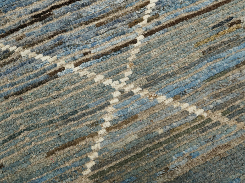 10 Ft Blue Moroccan Runner Rug - Afghan Handmade Wool Rug