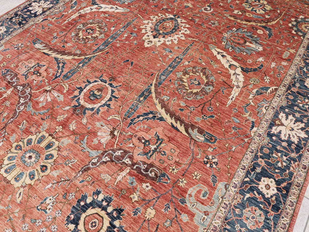 9x13 Ft Hand Knotted Serapi Rug – Red Oriental Ghazni Wool Rug