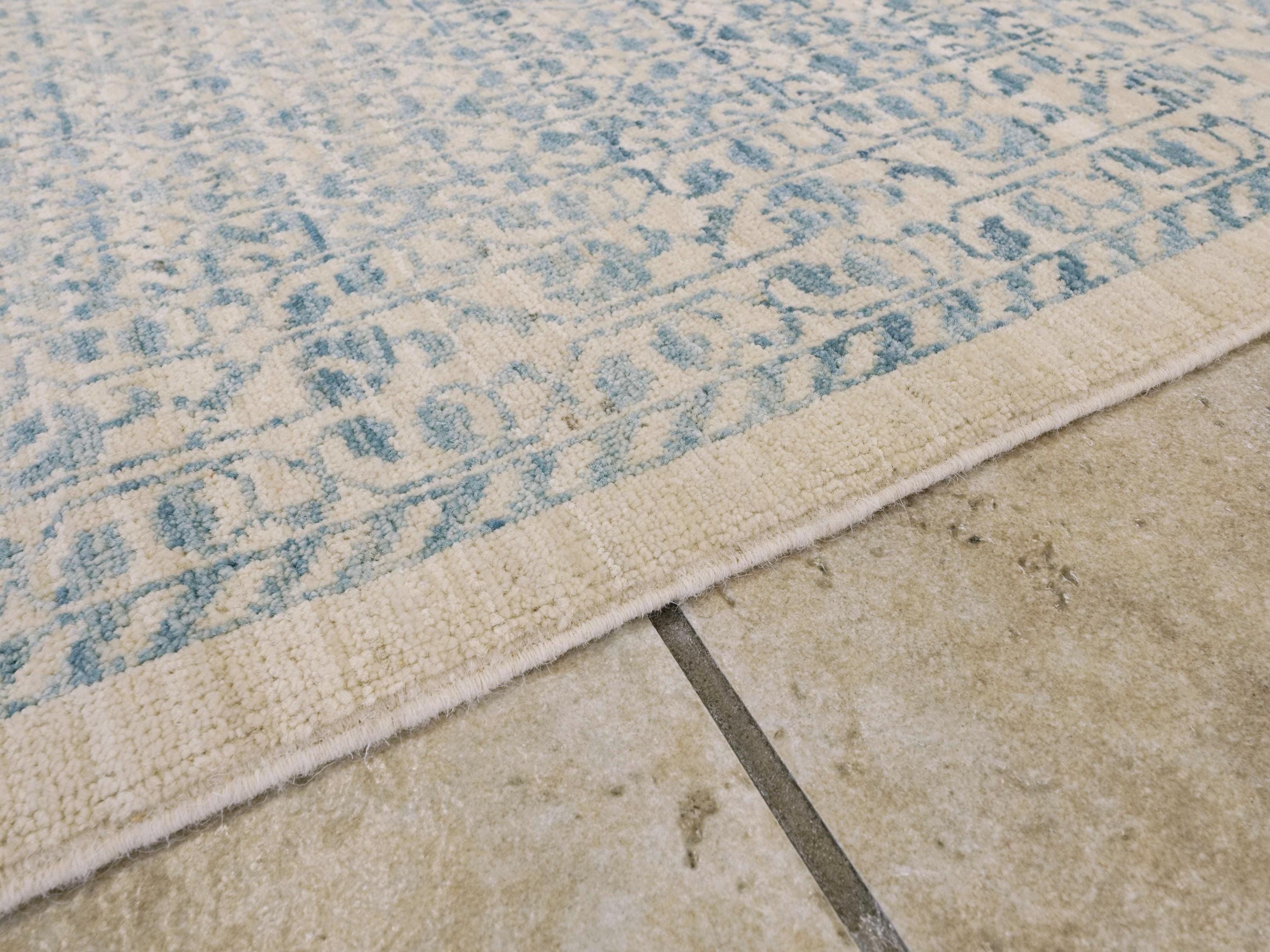 9x12 Ft Light Blue Gabbeh Rug - Hand Knotted Area Rug