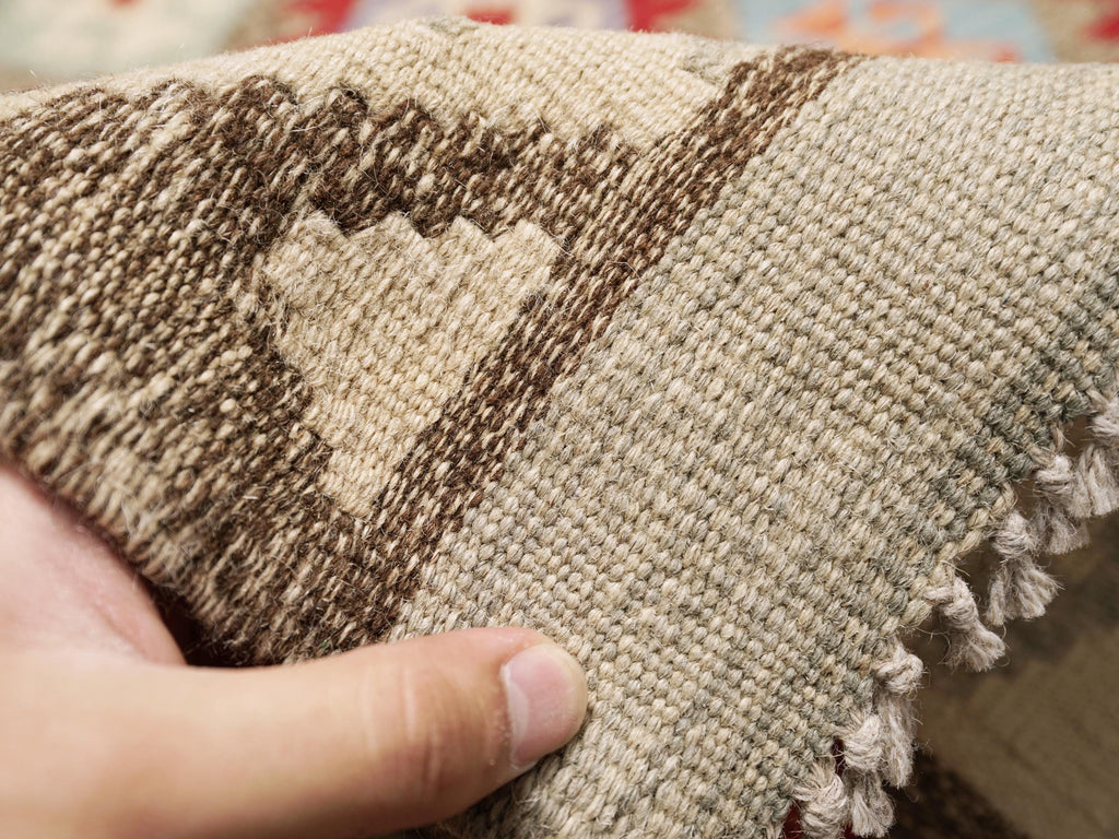 4x6 Ft Red Maimana Kilim Rug - Handwoven Afghan Flat Weave