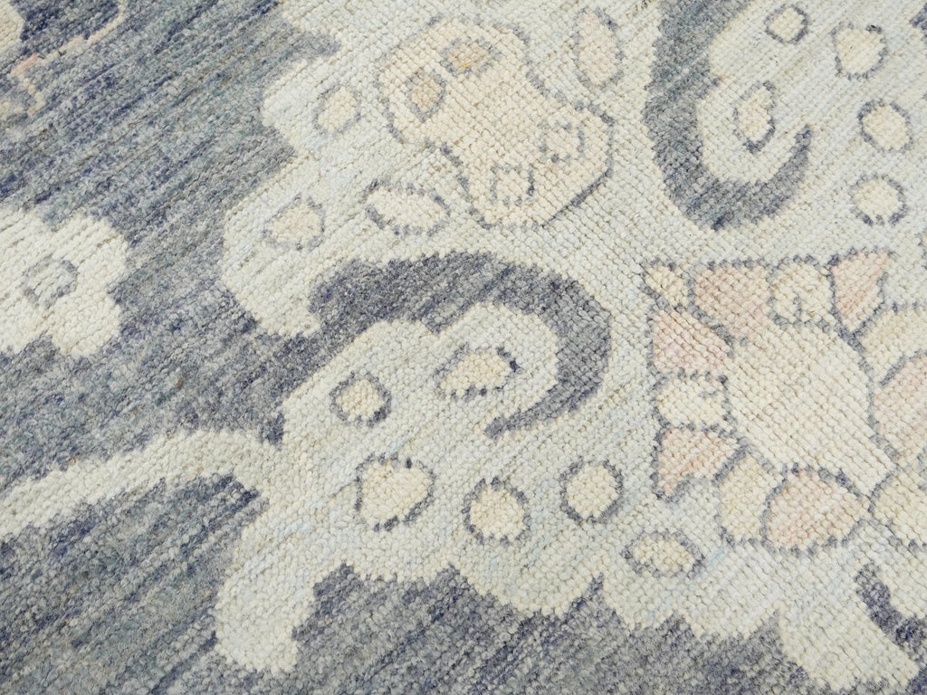 10x14 Ft Light Black Oushak Rug - Hand Knotted Afghan Rug - Turkish Floral Design