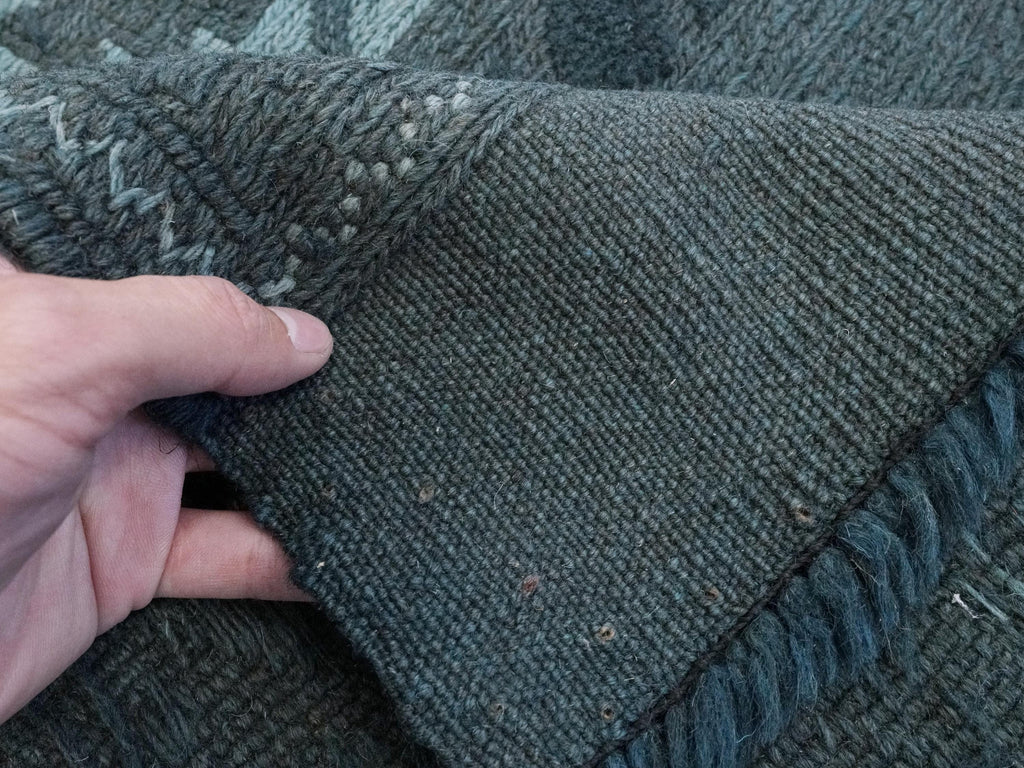 Vintage Tribal Kilim Rug: 6x8 Blue Hand-Knotted Wool Area Rug