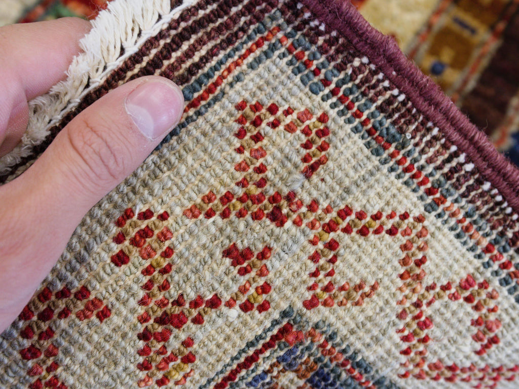 1x2 Ft Maroon Khorjin Rug - Wool Accent Rug