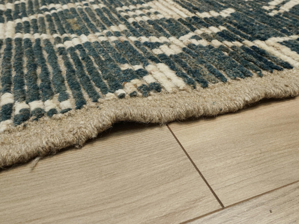 7x7 Ft Blue Moroccan Rug - Afghan Handmade Square Rug