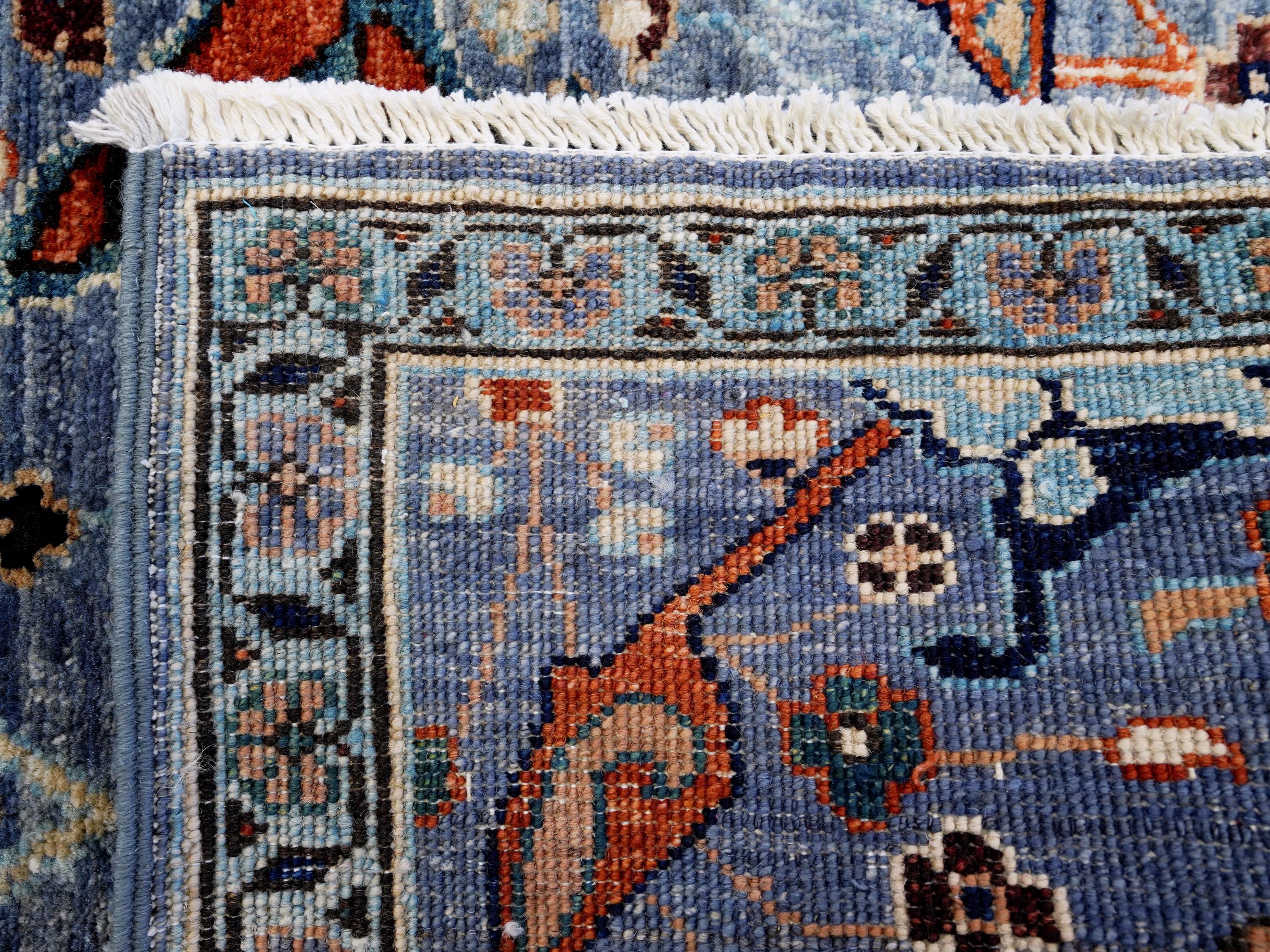10 Ft Gray Serapi Runner Rug - Hand Knotted Hallway Rug - Persian Design
