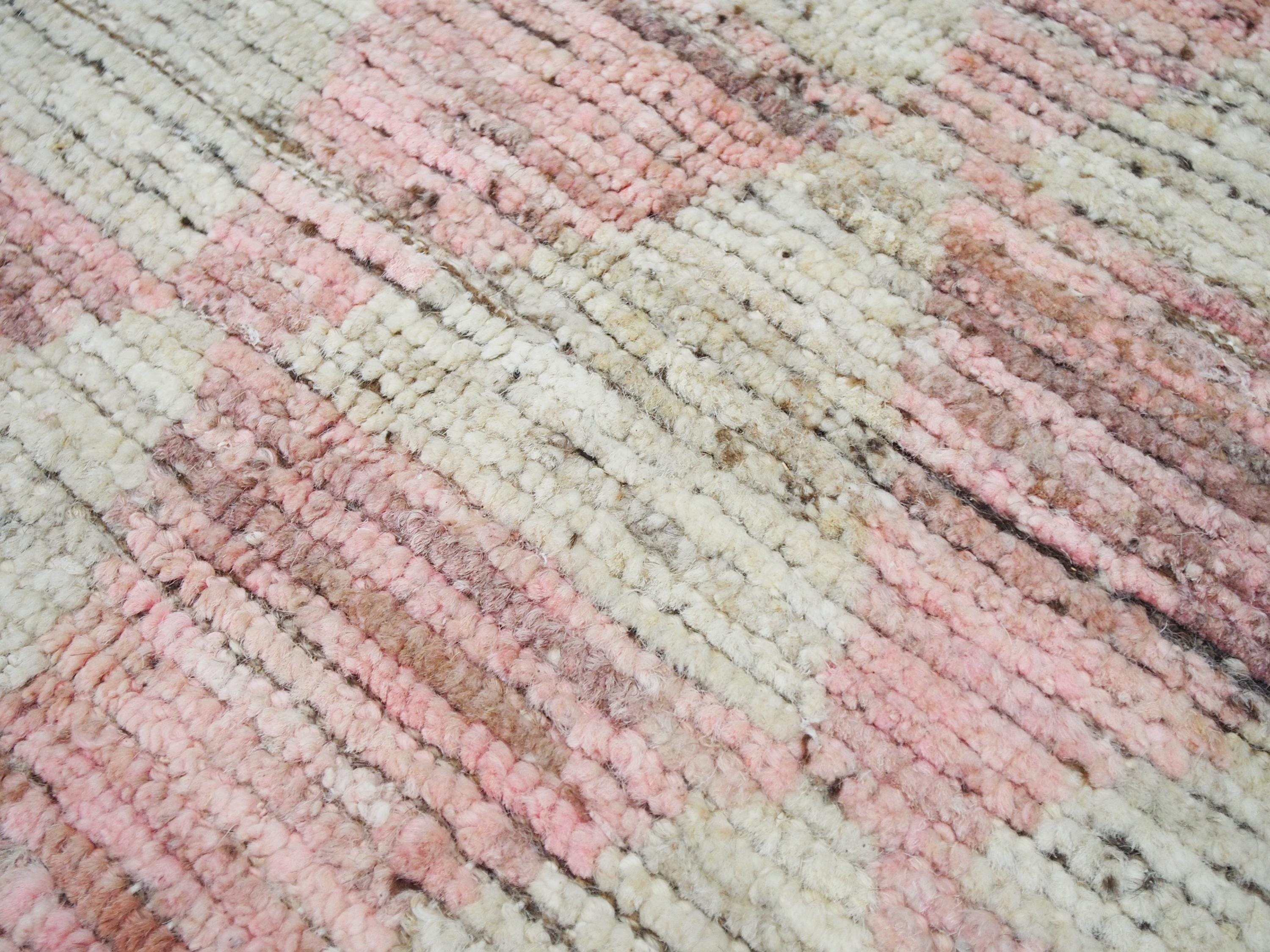 8x9 Ft Pink Moroccan Rug - Handmade Wool Area Rug