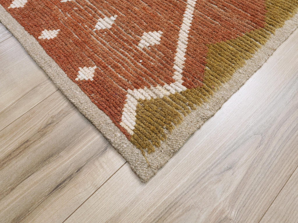 9x12 Ft Rustic Red Moroccan Rug - Hand Knotted Area Rug
