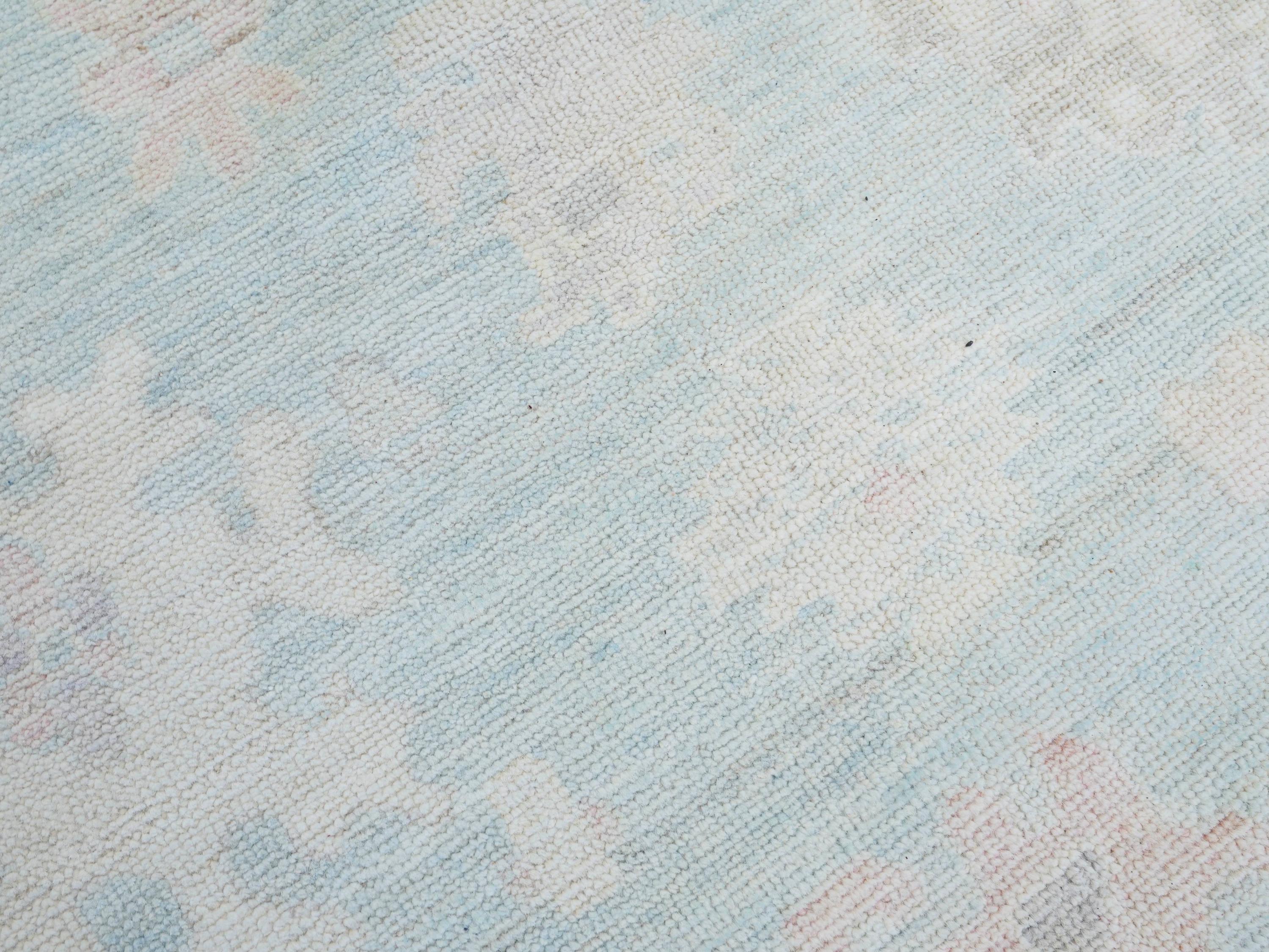 9x12 Ft Muted Blue Oushak Rug - Handmade Area Rug - Turkish Design