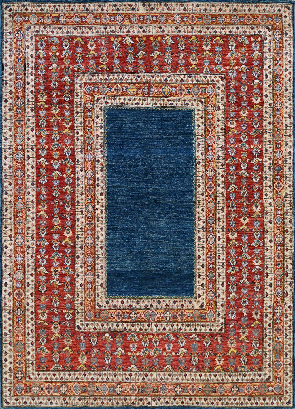 6x9 Ft Red & Blue Bidjar Rug - Hand Knotted Oriental Wool Rug