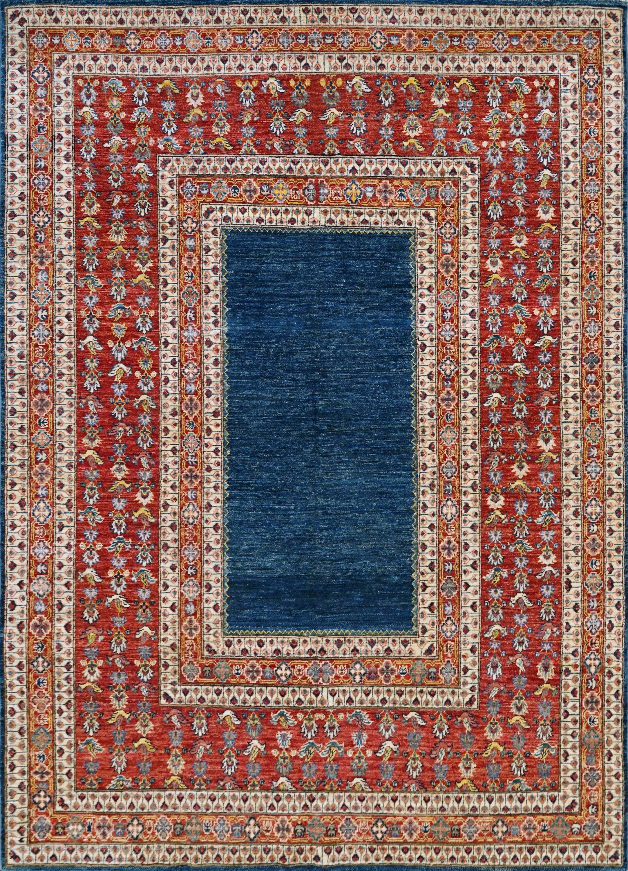 6x9 Ft Red & Blue Bidjar Rug - Hand Knotted Oriental Wool Rug