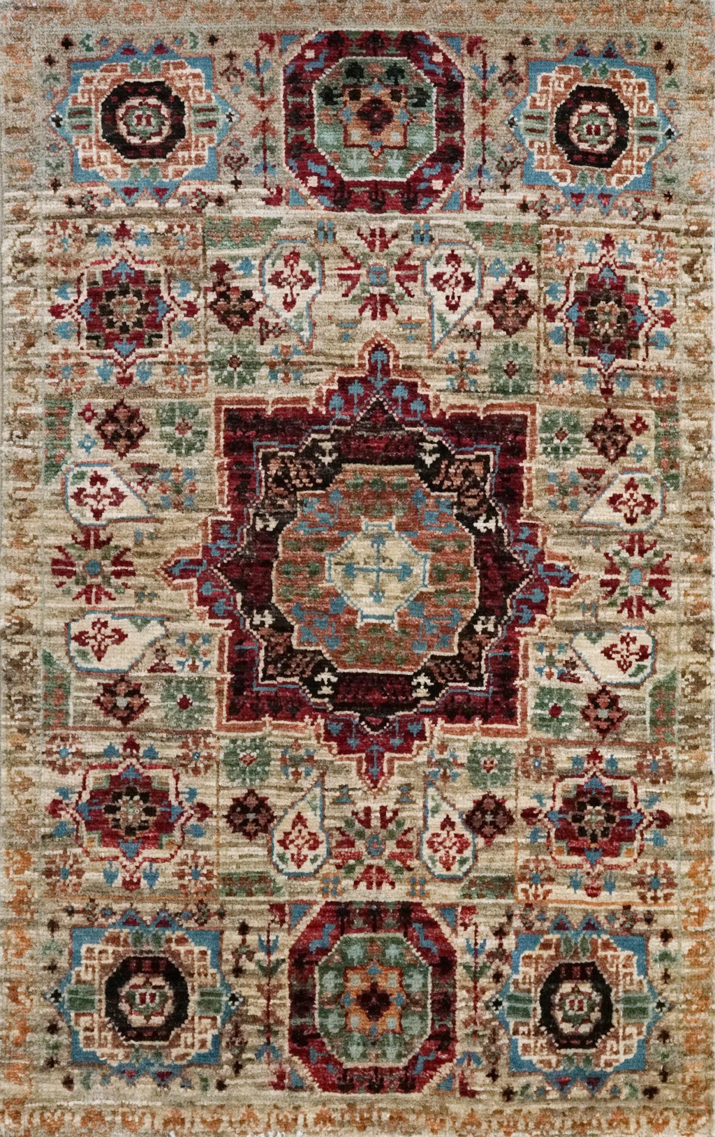 2x3 Ft Beige Mamluk Rug - Oriental Accent Rug