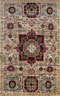 2x3 Ft Beige Mamluk Rug - Oriental Accent Rug
