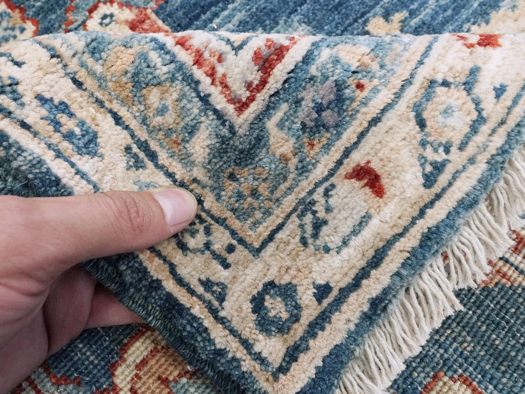 6x9 Ft Blue Serapi Rug - Afghan Wool Oriental Rug - All over Floral Design