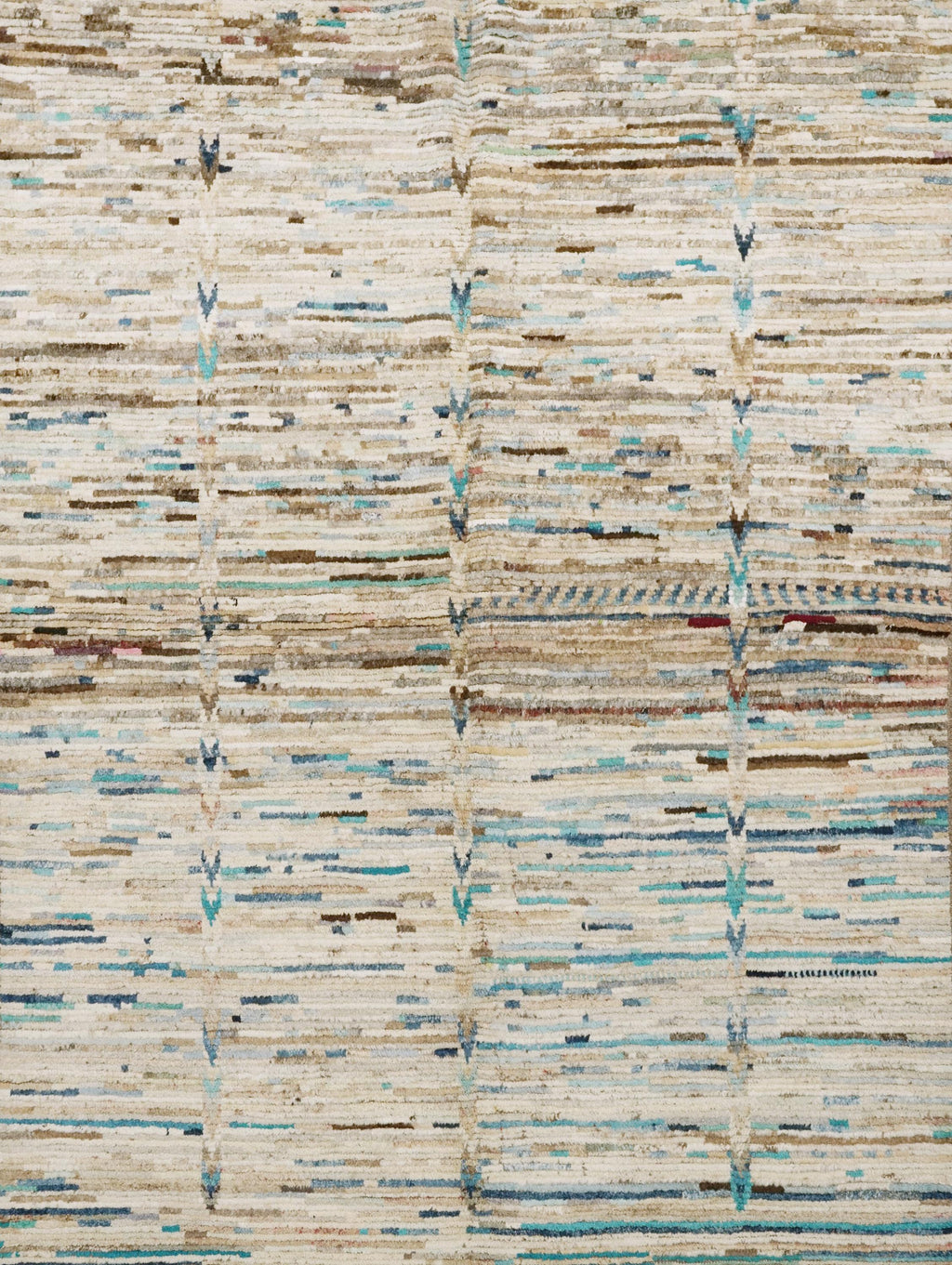 5x8 Ft Beige & Blue Moroccan Rug - Wool Area Rug
