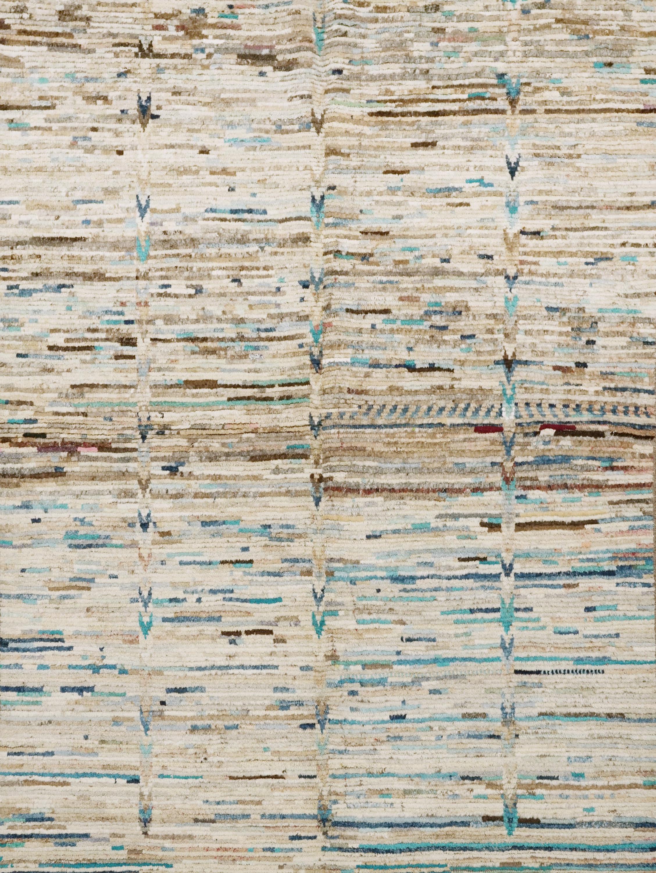 5x8 Ft Beige & Blue Moroccan Rug - Wool Area Rug